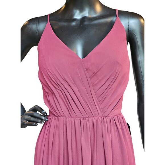 Cranberry Chiffon Spaghetti Strap Bridesmaid/Formal Gown - Bill Levkoff - Picture 4 of 8